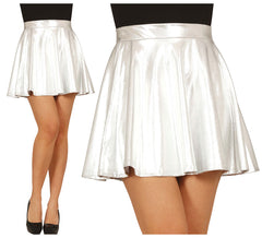 Silver pin up skirt with shiny effect for women