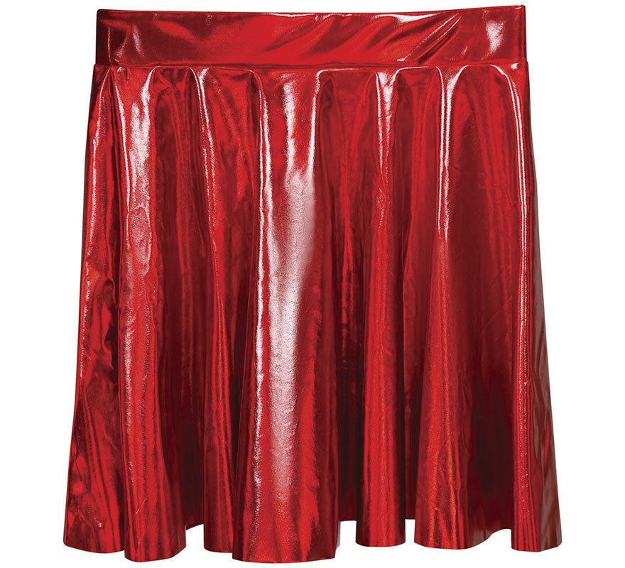 Falda roja pin up efecto brillante para mujer