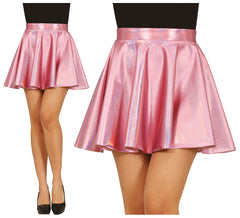 Saia pin up rosa com efeito brilhante para mulher