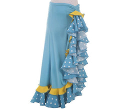 Blue Sevillian Skirt with Polka Dots