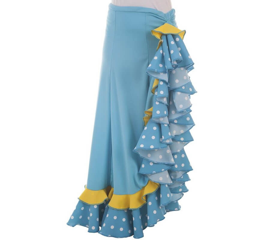 Translation missing: en.Falda Sevillana Azul con Topos