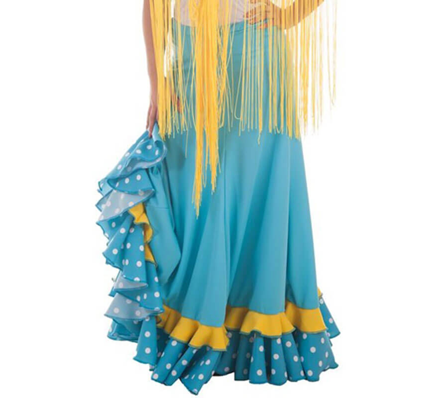Translation missing: en.Falda Sevillana Azul con Topos