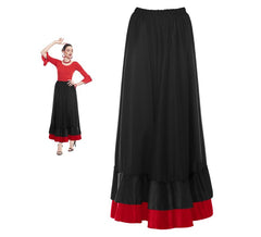 Black and red double ruffle Sevillana skirt for women