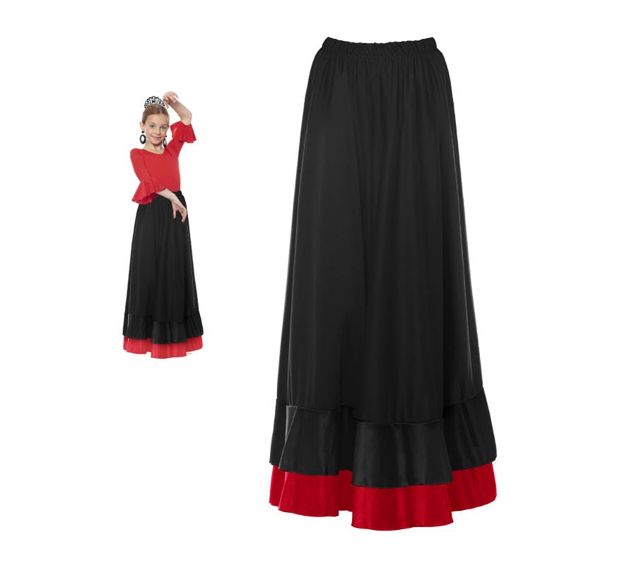 Translation missing: en.Falda Sevillana de doble Volante negro y rojo para niña