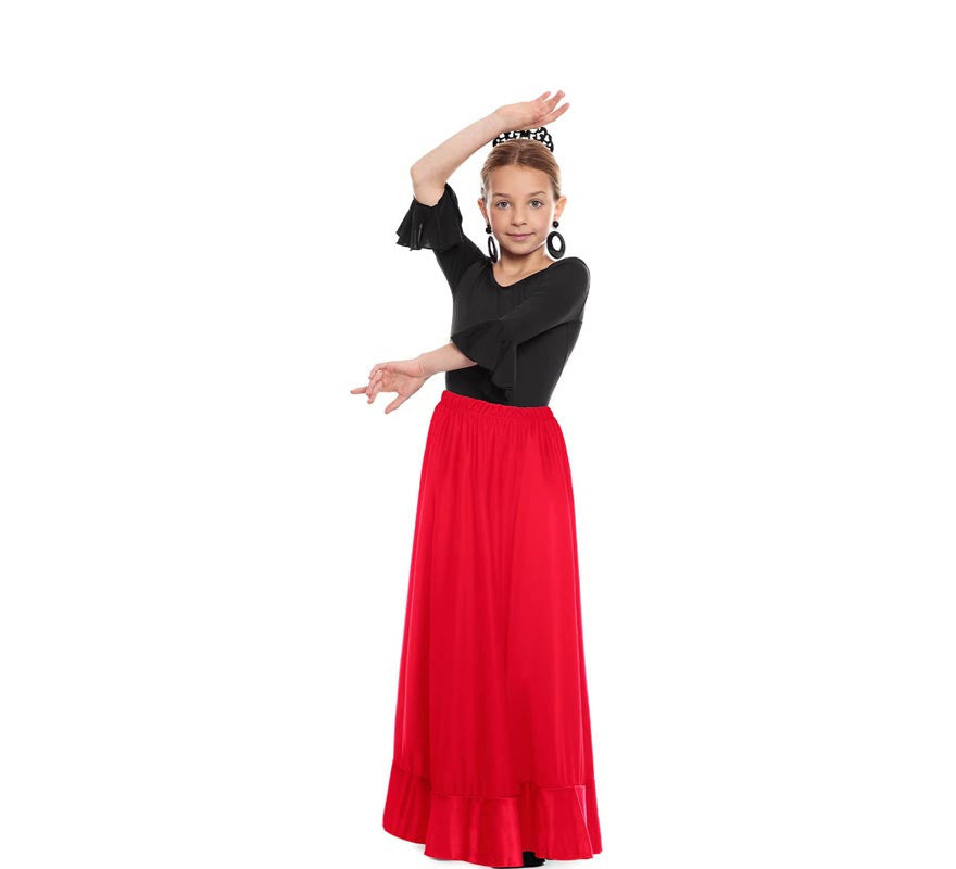 Falda Sevillana de Ensayo roja para niña