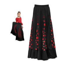 Sevillana Skirt of black Quillas with red polka dots for girls