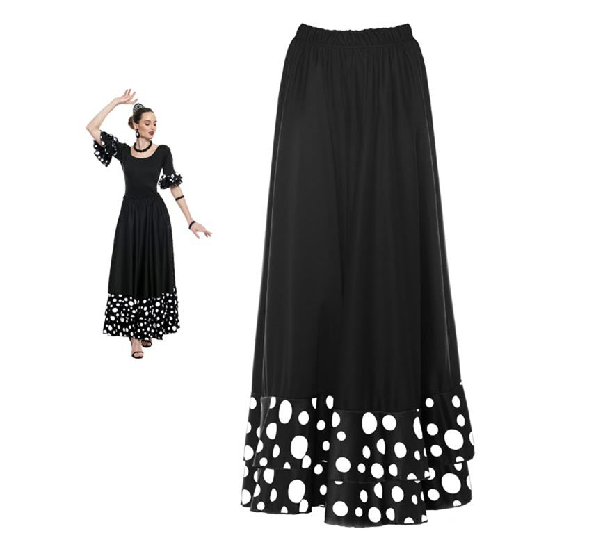 Falda Sevillana doble Volante con Lunar negro y blanco para mujer