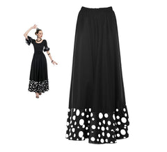 Sevillian Double Ruffle Skirt with Black and White Polka Dot for Women