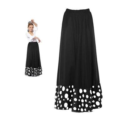 Falda Sevillana doble Volante con Lunar negro y blanco para niña