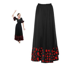 Sevillian Double Ruffle Skirt with Black and Red Polka Dot for Women