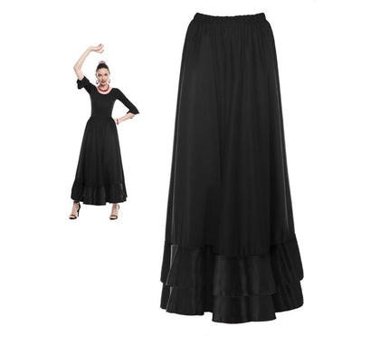 Falda Sevillana doble Volante negro para mujer