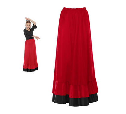 Falda Sevillana doble Volante rojo y negro para niña