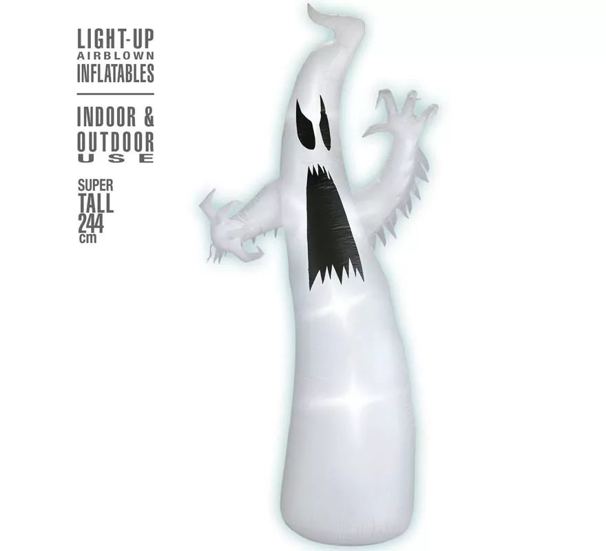 Fantasma Auto Hinchable de Halloween con Iluminación de 244 cm