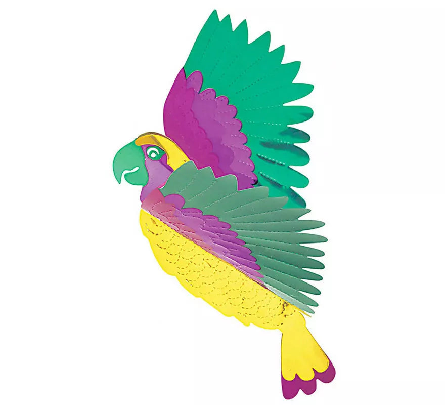 Farol Loro metálico en 3D de 36X28 cm. decoración