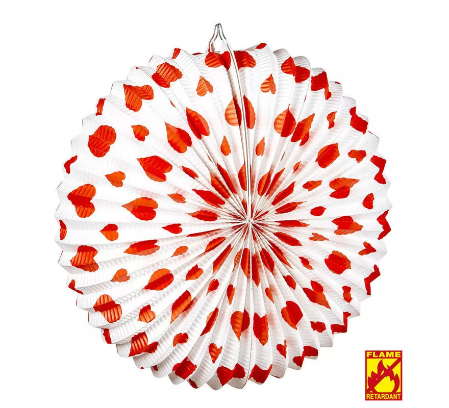 Farolillo de Corazones Rojos Pirorretardante de 36 cm/dm