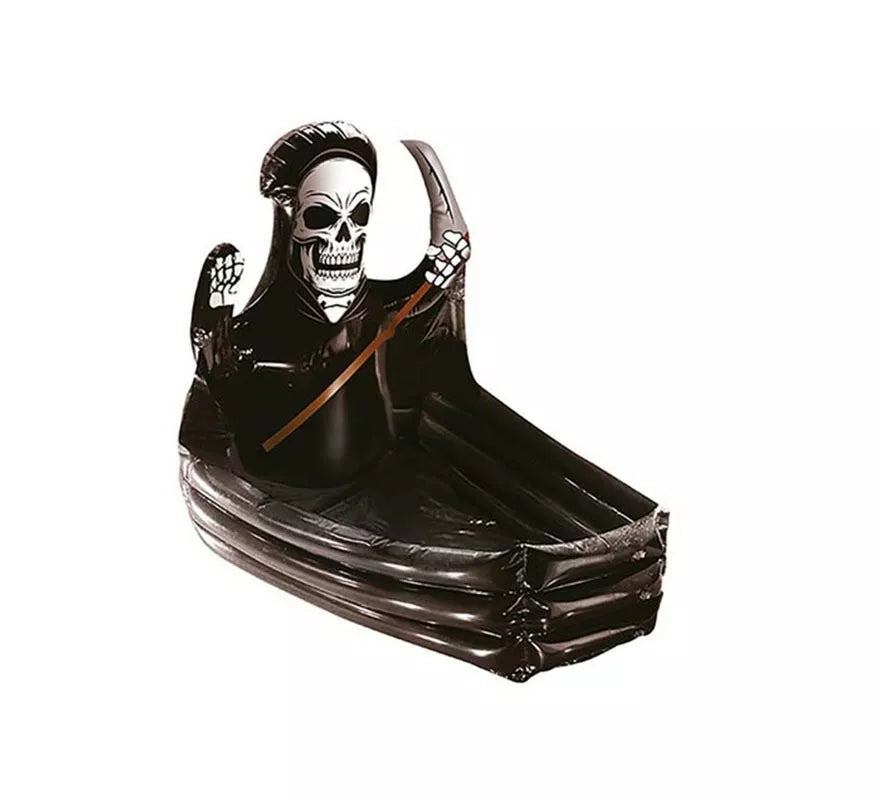 Féretro con Calavera Muerte en Nevera Hinchable de 100x35 cm