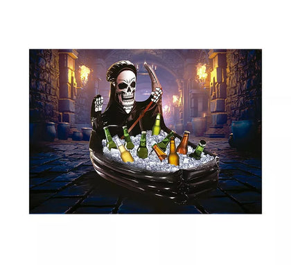 Féretro con Calavera Muerte en Nevera Hinchable de 100x35 cm