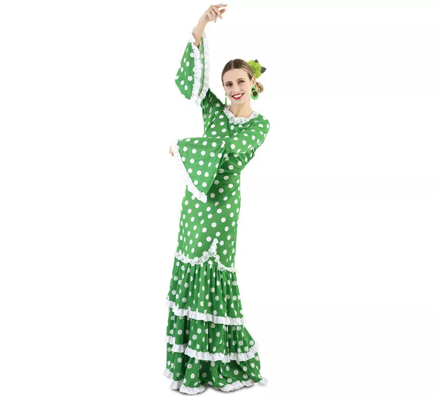 Flamenca Verde con lunares para mujer