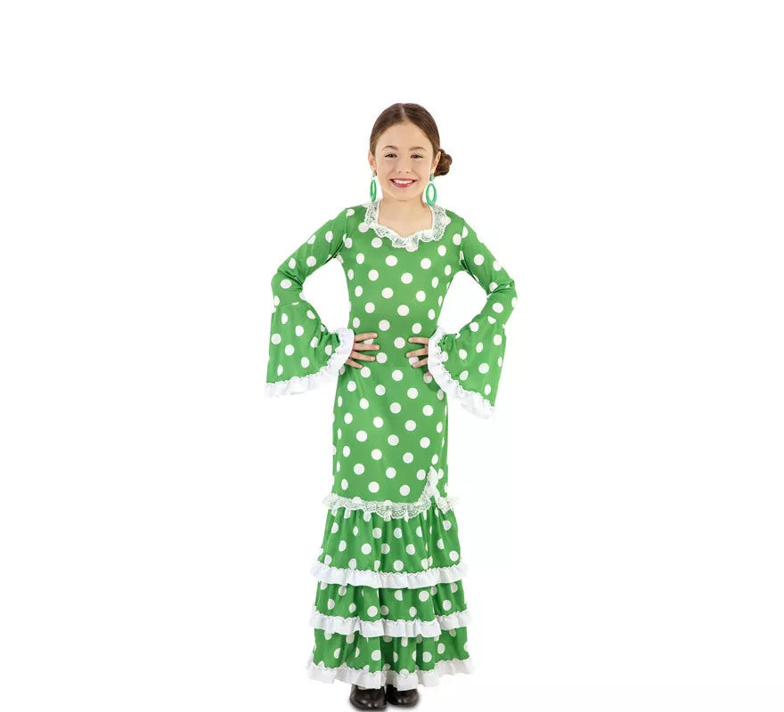 Translation missing: en.Flamenca Verde con lunares para niña