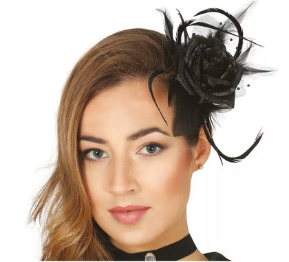 Flor Negra para Pelo con Clip