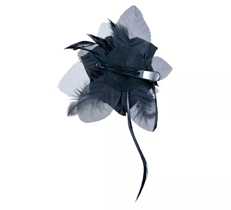 Flor Negra para Pelo con Clip