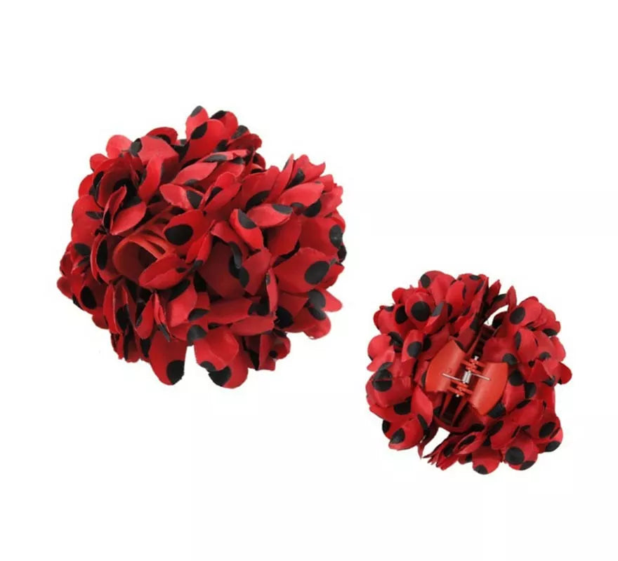 Translation missing: en.Flor Sevillana con Lunares Negros y Pinza 13 cm en varios colores