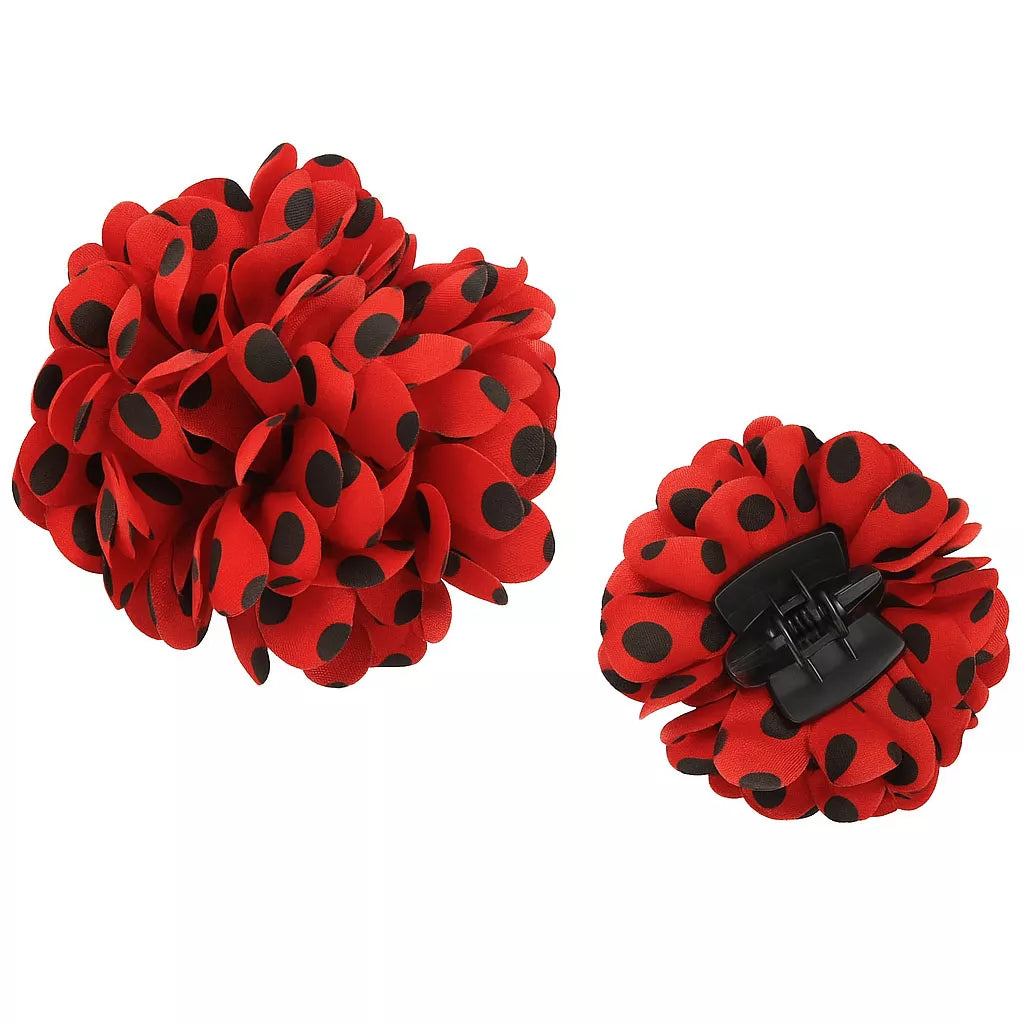 Translation missing: en.Flor Sevillana o Chulapa 8 cm con Lunares Negros y Pinza, varios colores