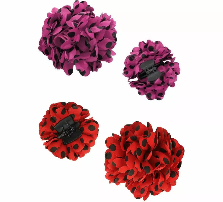 Translation missing: en.Flor Sevillana o Chulapa 8 cm con Lunares Negros y Pinza, varios colores