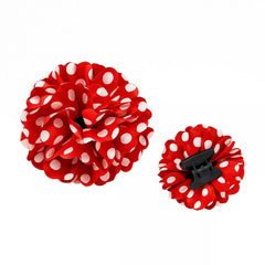 Red Sevillana flower with white polka dots and 8 cm clip