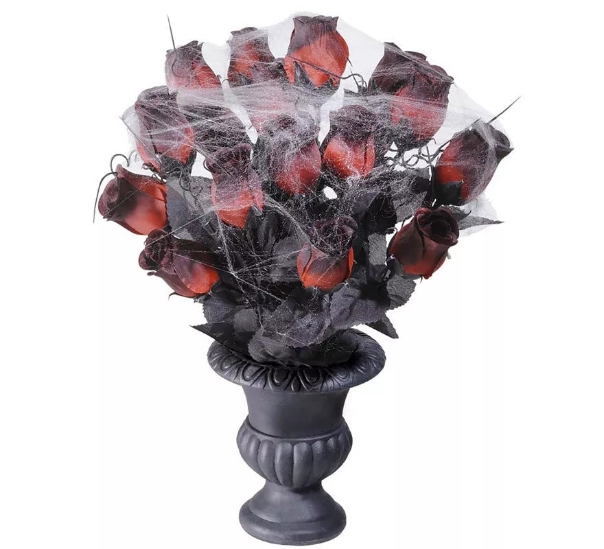 Florero con Rosas Rojas y Telaraña 35 cm