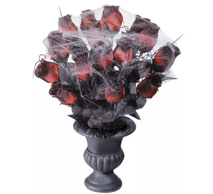 Florero con Rosas Rojas y Telaraña 35 cm