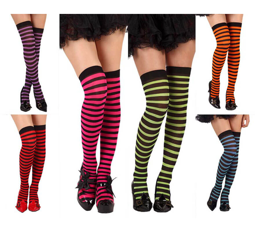 Medias de liga rayadas. Colores surt. Precio ud.