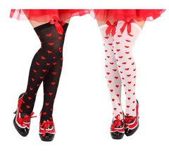 Garter stockings with hearts, one size, 2 assorted