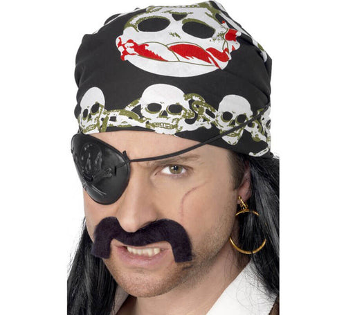 Bandana Pirata con Calaveras Rojas y Verdes