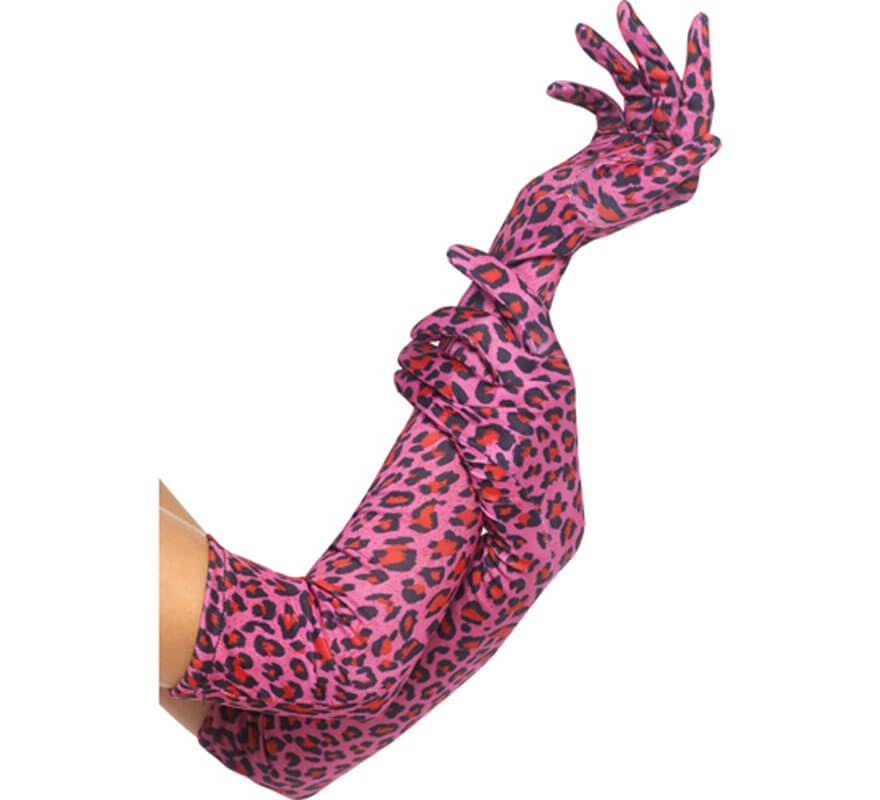 Translation missing: en.Guantes Largos Leopardo color Rosa de 52 cm