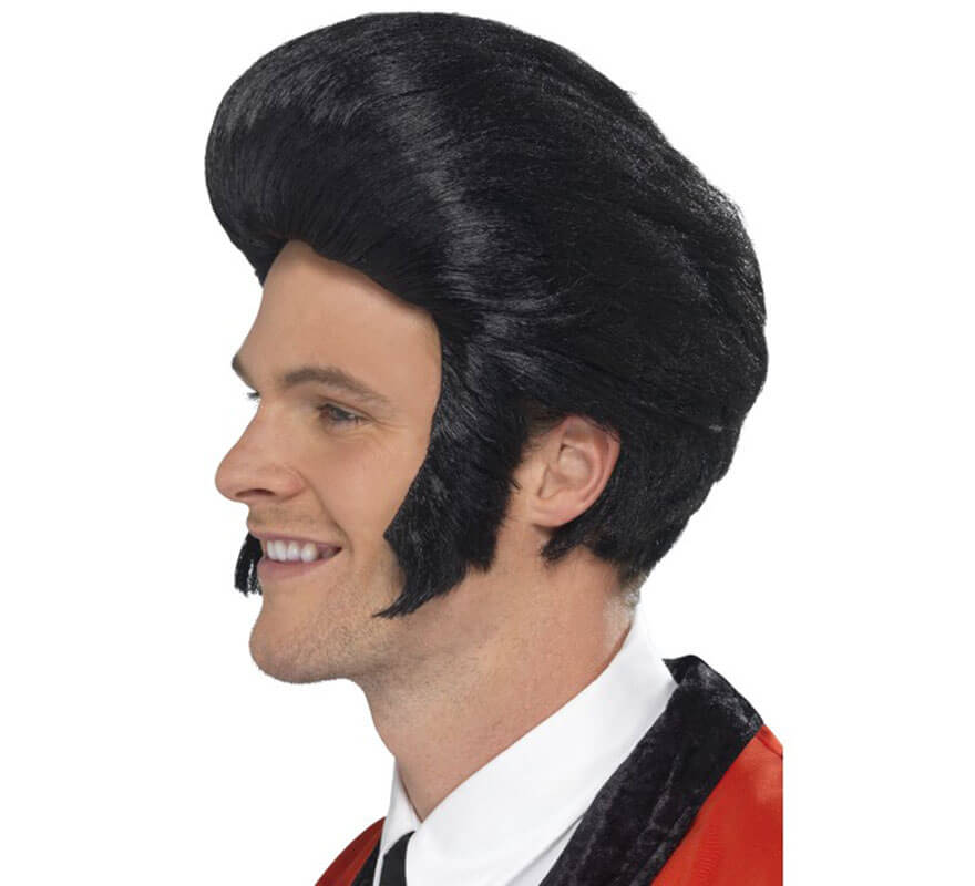 Translation missing: en.Peluca Rey del Rock con Patillas color Negra para Hombre