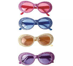 60's glasses with glitter in assorted colors