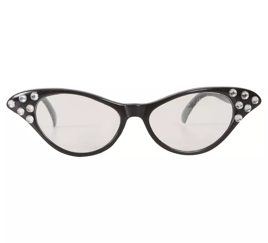 Gafas años 60 negras con cristales