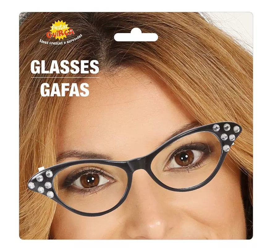 Gafas años 60 negras con cristales