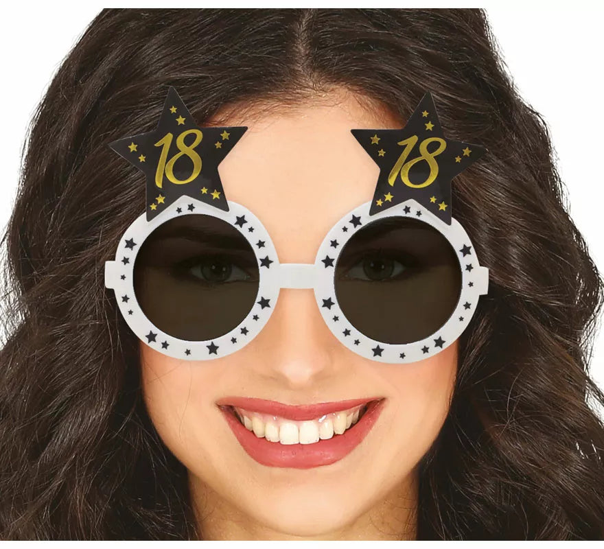Gafas Blancas con Estrellas 18 Años Cumpleaños y Aniversarios