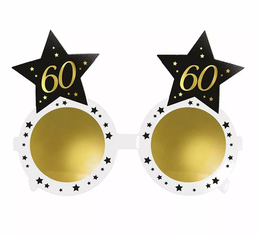 Translation missing: en.Gafas Blancas con Estrellas 60 Años Cumpleaños y Aniversarios