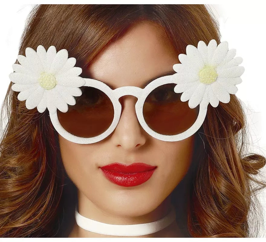 Gafas Blancas con Margaritas
