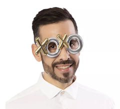 Gold and silver XOXO Kisses glasses