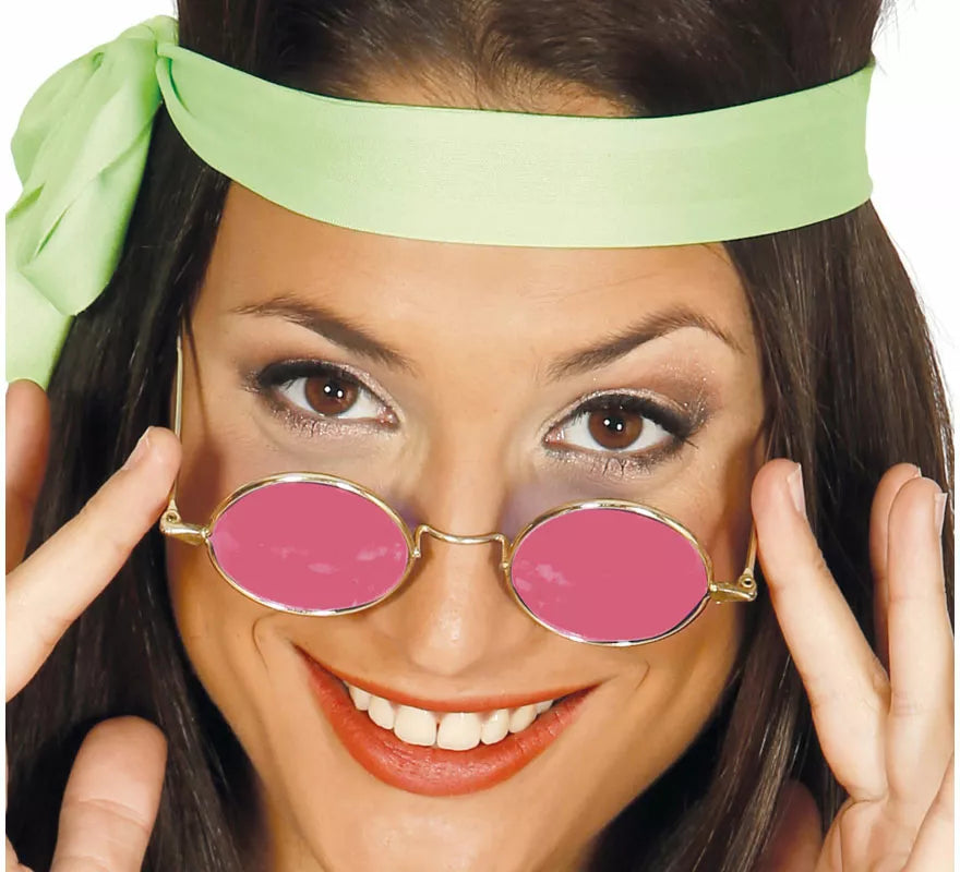 Gafas de Hippie circulares en varios colores adulto