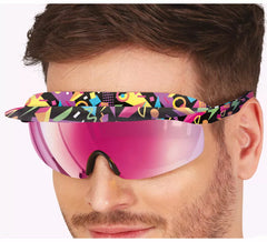 Adult black and purple 80s glasses