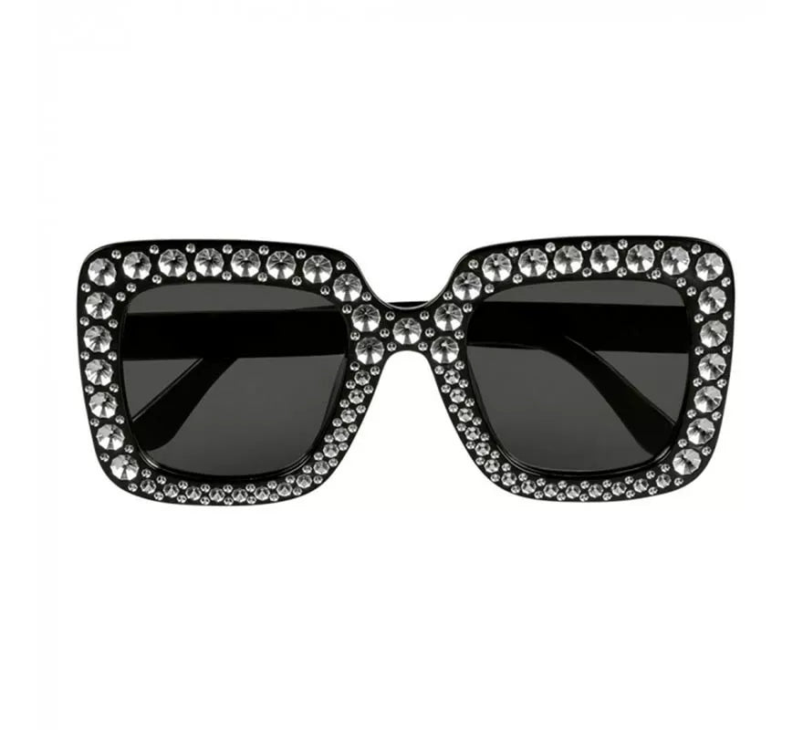 Translation missing: en.Gafas Disco negras con piedras plateadas