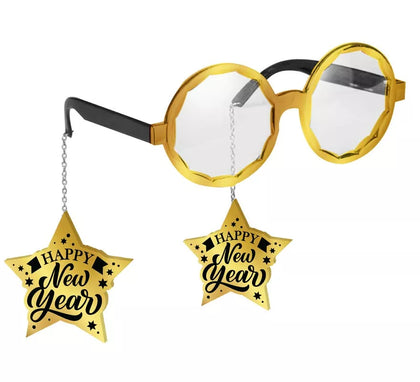 Gafas Happy New Year doradas con Estrellas