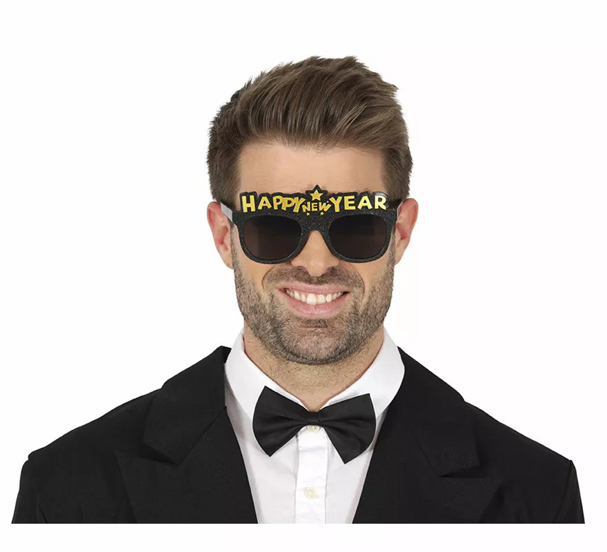 Gafas Happy New Year negras adulto