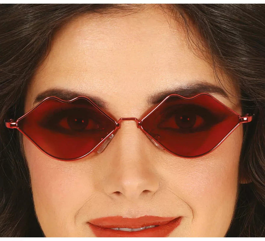 Translation missing: en.Gafas Metálicas Labios rojos adulto