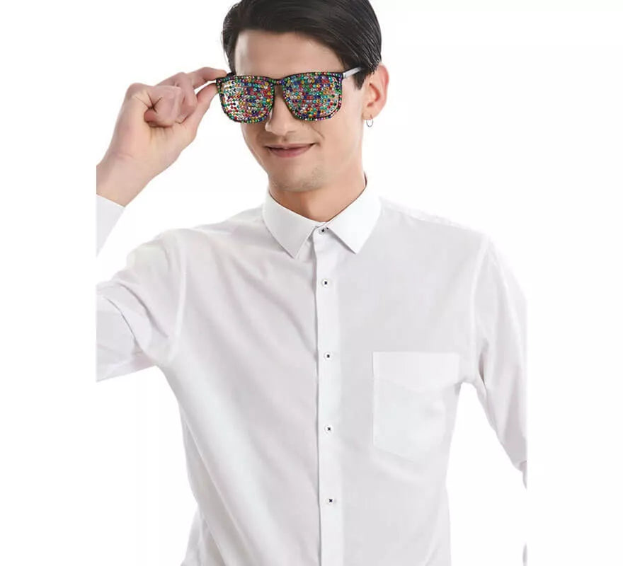 Gafas Negras con Brillantes Multicolor